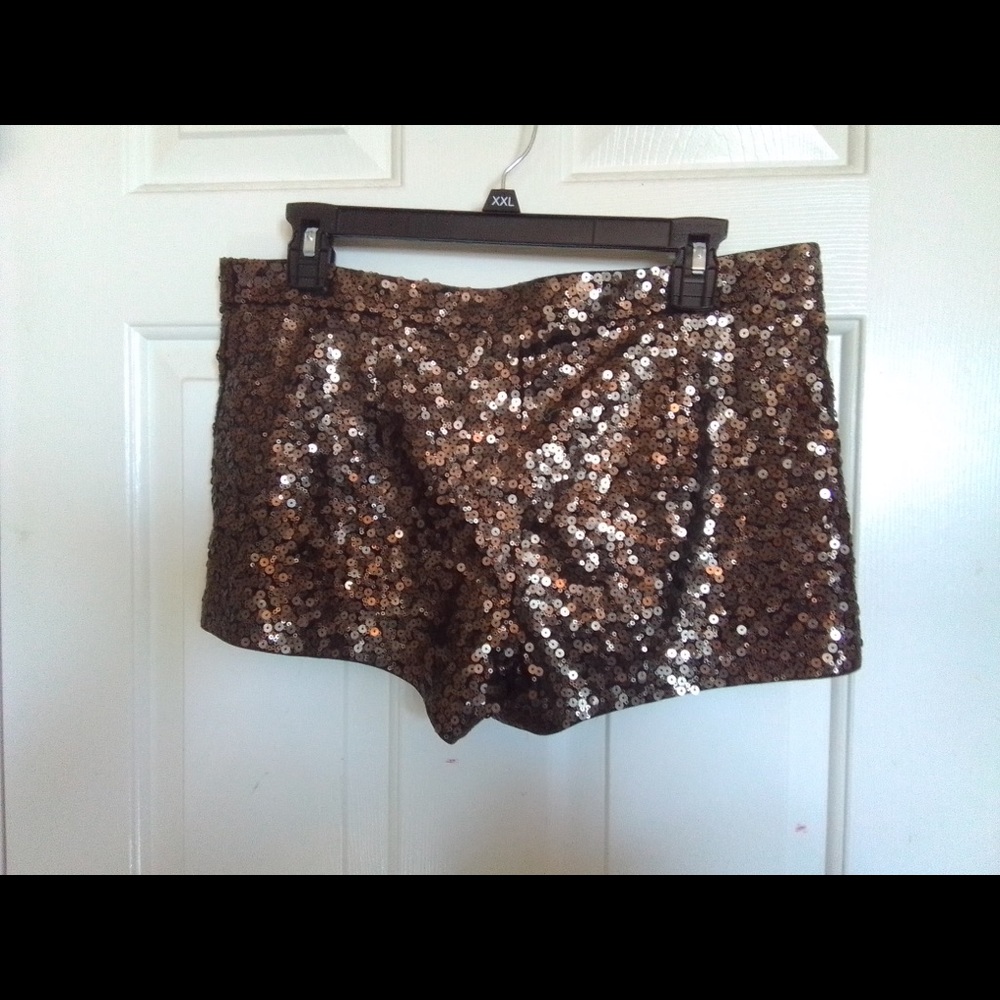 Express gold sequin shorts